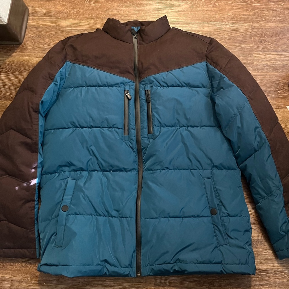 Stylish Blue and Brown Men's Puffer Jacket